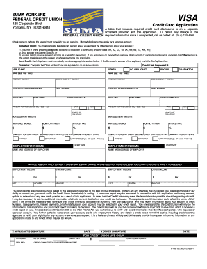 SUMA Yonkers Federal Credit Union VISA Credit Card Application
