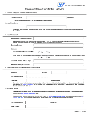 SAP Software Installation Request Form