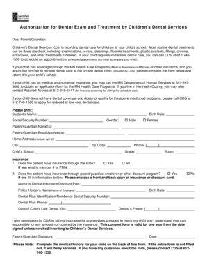 Authorization for Dental Exam and Treatment