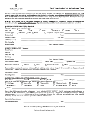Third Party Credit Card Authorization Form