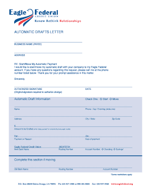 Eagle Federal Automatic Draft Letter