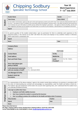 Work Experience Placement Agreement