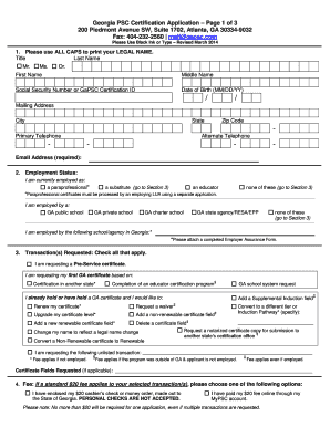 Georgia PSC Certification Application