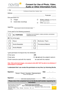 Photo Video Consent Form