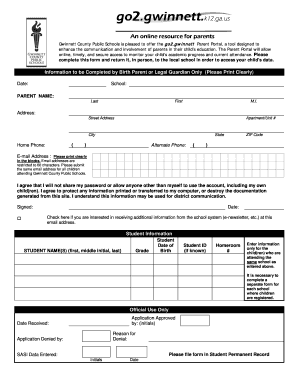 Gwinnett County Parent Portal Registration Form