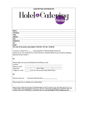 SUBSCRIPTION CONFIRMATION - - hotelandcateringreview