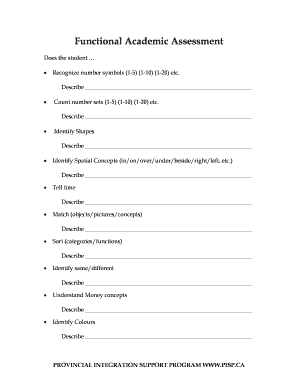 Functional Academic Assessment Form