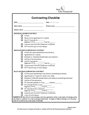 Individual Advisor Contract Checklist