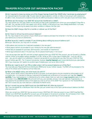 Oregon Savings Growth Plan Transfer/Rollover Out Form