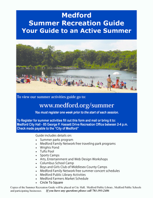 Medford Summer Recreation Program Registration Form