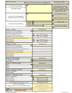 Mexican Home Insurance Application