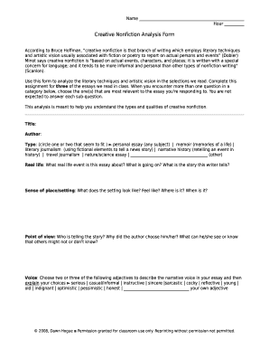 Creative Nonfiction Analysis Form