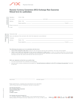 DCC Exchange Rate Guarantee Refund Form