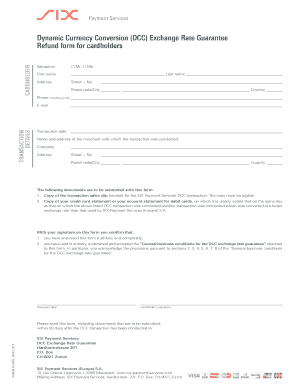 DCC Exchange Rate Guarantee Refund Form