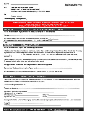Notice to Vacate with Expired Lease