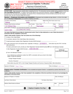 USCIS Form I-9 Employment Eligibility Verification