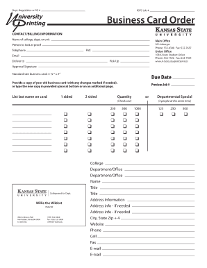 K-State Business Card Order Form