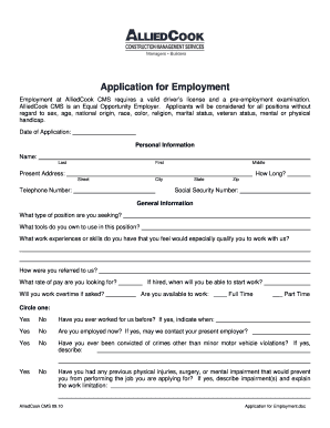 Application for Employment