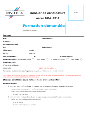 Dossier de candidature