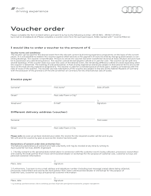 Audi Voucher Order Form