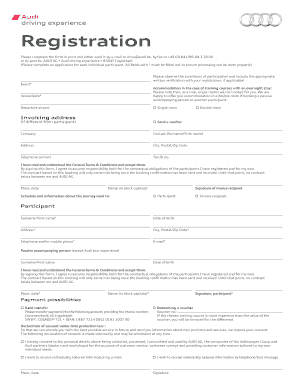 Anmeldeformular Audi Fahrerlebnis