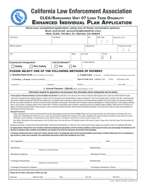 California Law Enforcement Association Long Term Disability Application