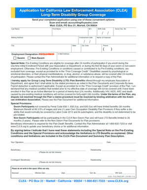 California Law Enforcement Association Long-Term Disability Application