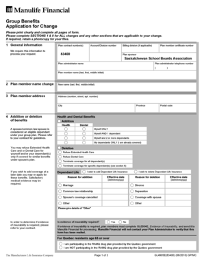 Group Benefits Application for Change