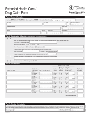 Extended Health Care Drug Claim Form