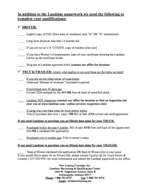 Landstar Driver Qualification Documents