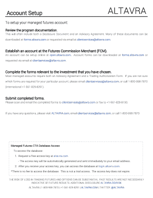 Managed Futures Account Setup Form