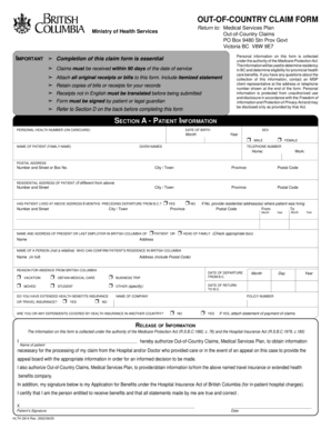 Out-of-Country Medical Claim Form