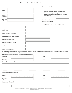 Letter of Authorization for 3rd Party Wires