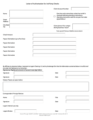 Letter of Authorization for 3rd Party Checks