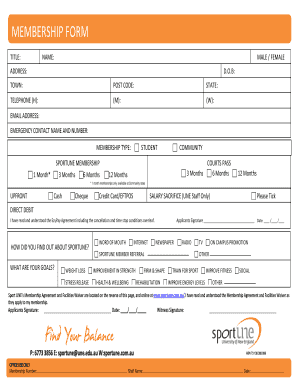SportUNE Membership Form