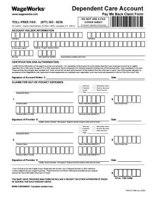 WageWorks Dependent Care Pay Me Back Claim Form
