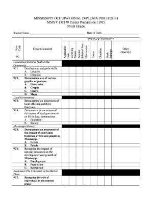 Mississippi Occupational Diploma Portfolio