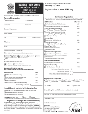 BakingTech 2016 Conference Registration Form
