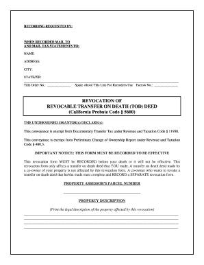 California Revocable Transfer on Death Deed Revocation