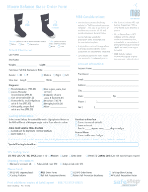 Moore Balance Brace Order Form