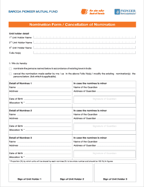 Nomination Form / Cancellation of Nomination