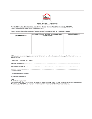 Model Cancellation Form
