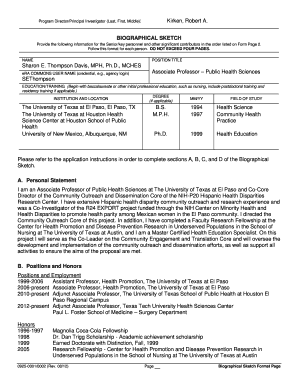 NIH Biographical Sketch Form