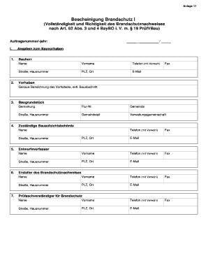 Bescheinigung Brandschutz