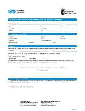 Solicitud Renovación para la Prestación del Servicio de Varada