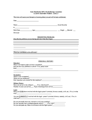Client History Form - Adult