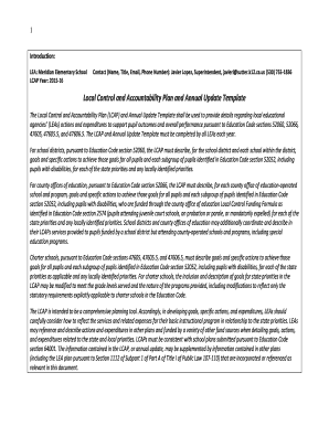 California Local Control and Accountability Plan Template