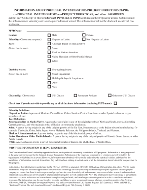Principal Investigator Information Form