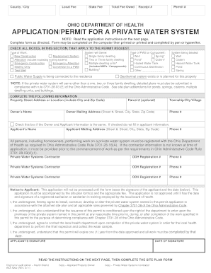 Ohio Private Water System Application