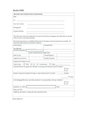 Request for Verification of Mortgage